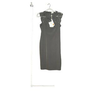 LIU •JO Black Sleeveless Lace Shoulder Midi Dress NWT‎